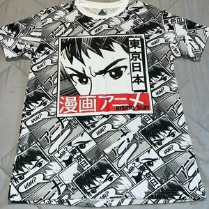 Launder Men’s L T-Shirt All Over Print Rising Sun Anime Manga Comic Book NWOT A9